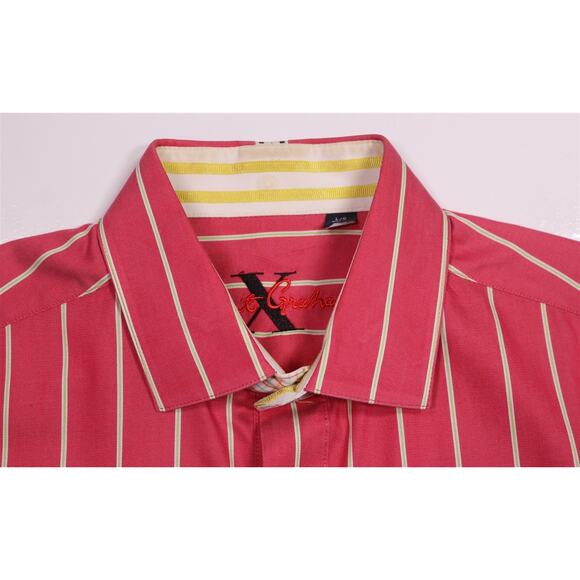 Robert Graham Pink Lime Green Striped Button-Up Shirt Men's Large - Picture 5 of 9